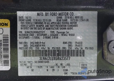 2016 Lincoln Mkz Hybrid z USA, uszkodzony, nr VIN 3LN6L2LUXGR623577